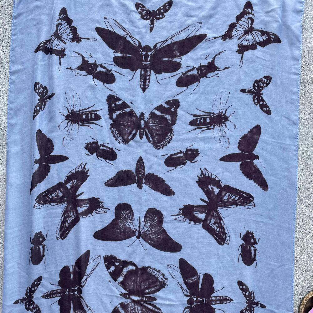 y2k blue butterfly moth beetle bug print scarf fairycore whimsigoth